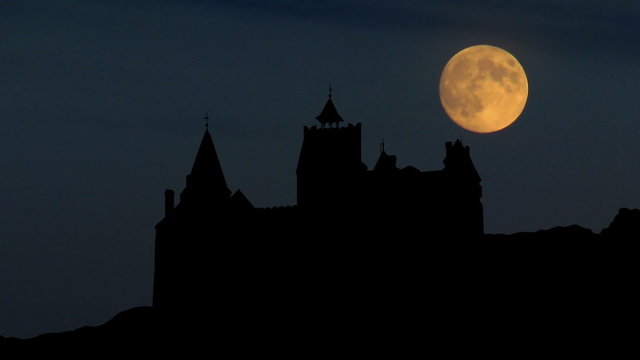 Romania Castle of Bran during moonrise