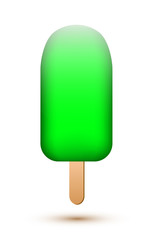 Green ice lolly isolated on white