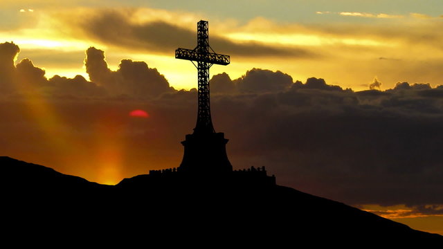 Romania Heroes cross sunrise