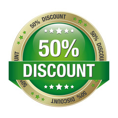 50 discount green gold button