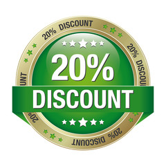 20 discount green gold button