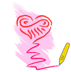 pencil drawing abstract grunge pink heart