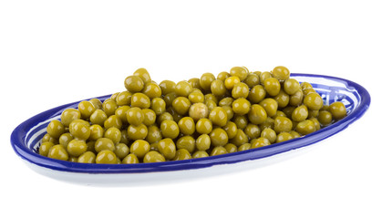 green peas, in a bowl, isolated, white background