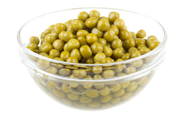 green peas, in a bowl, isolated, white background