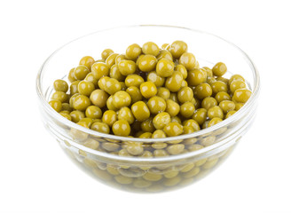 green peas, in a bowl, isolated, white background