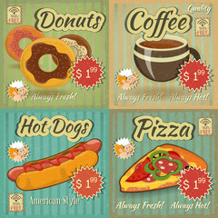 set of Retro Menu Cards