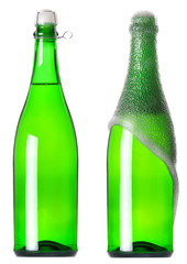 bottle of champagne set isolated
