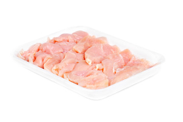 chicken meat sliced  isolated  on  white background