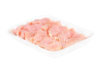 chicken meat sliced  isolated  on  white background