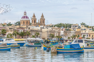Harbor of Marsaxlokk, a fishing village in Malta.