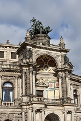 Fototapeta na wymiar Fragment of building of Semper Opera House in Dresden