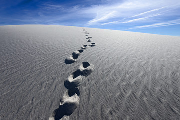 Footprints on White Sands National Monument