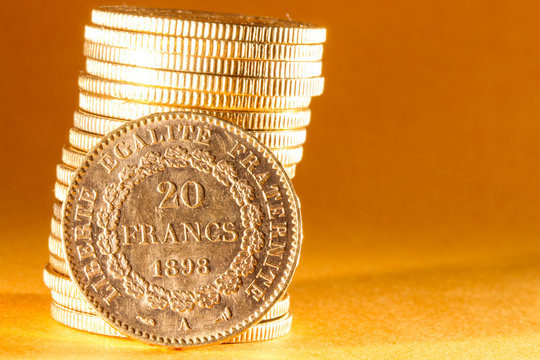 Twenty French Francs coins