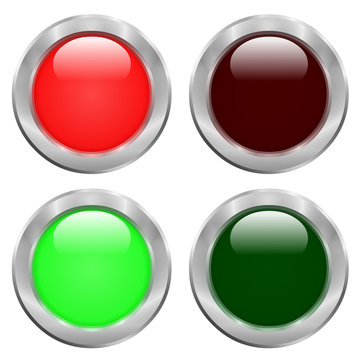 Boutons rouges, vert, allum&eacute;s, &eacute;teints
