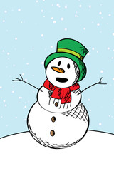 Happy snow man sketch