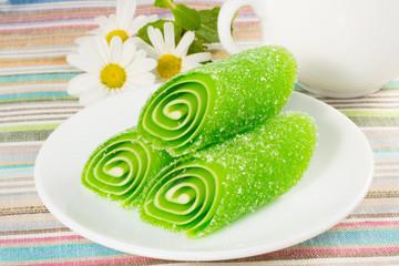 green Fruit Candy on a plate
