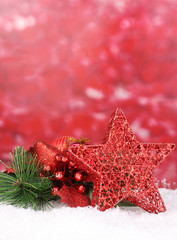 Christmas decoration on red background