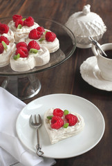 Heart Shaped Pavlova with Raspberries
