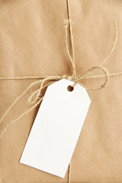 parcel box with kraft paper, close up