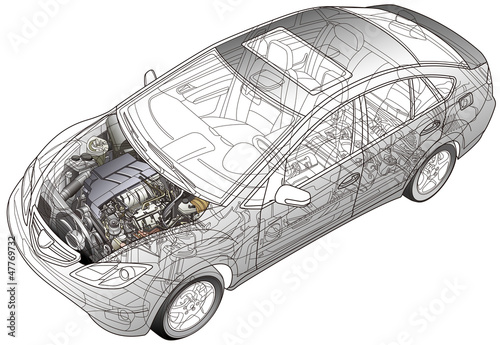 自動車の透視イラスト Wall Mural Aerial Aerial Wallpaper Murals Makoto Garage Com