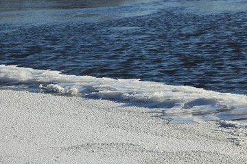 water and ice on the river