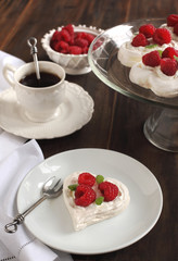 Heart Shaped Pavlova with Raspberries
