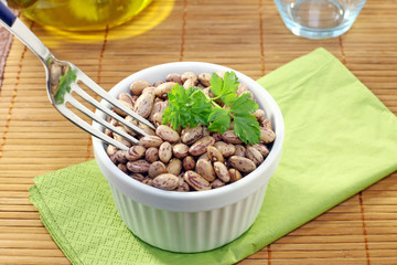 Borlotti beans on the table