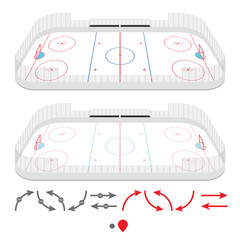 Obraz premium Isometric ice hockey rink with set of training elements