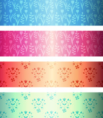 Fototapeta na wymiar Set of banners with floral pattern