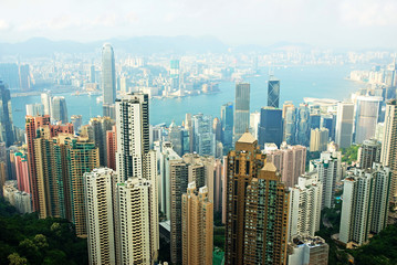 China, Hong Kong cityscape from the Peak