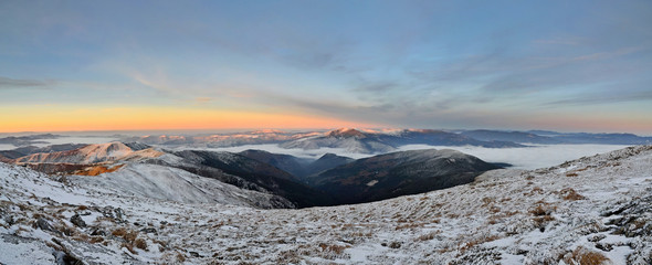 Morning in Carpathians panorama