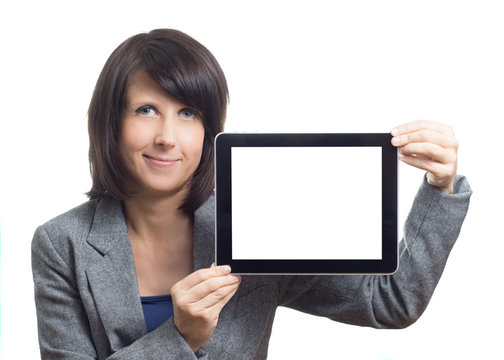Business Woman Showing Tablet PC