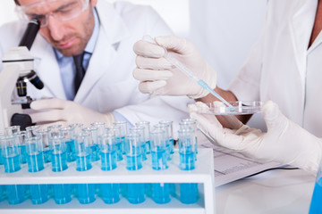 Technologists at work in a laboratory