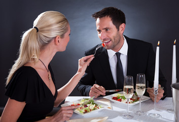 Romantic couple at the restaurant