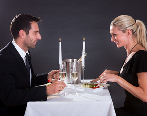 Romantic couple at the restaurant