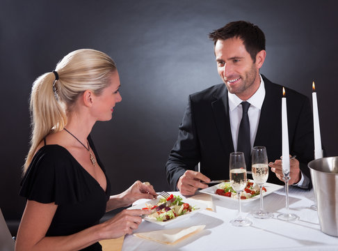 Romantic couple at the restaurant