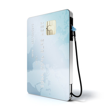 Blue credit card with gas nozzle