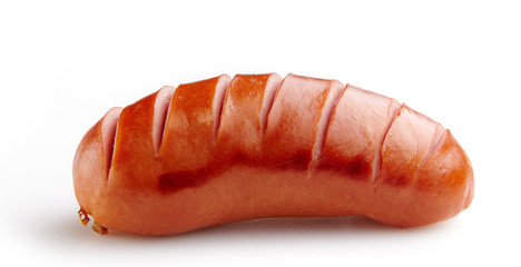 grilled sausage on white background