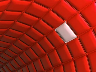 Gordijnen Uniek: boogvorm van rood leerpatroon met uniek segment © Arsgera