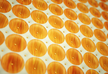 Fototapeta premium Wood and leather: pattern with round shapes