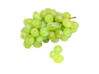 Branch of green grapes . Isolated