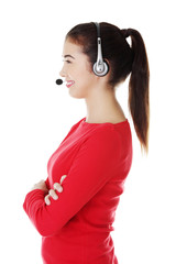 Call center woman with headset.