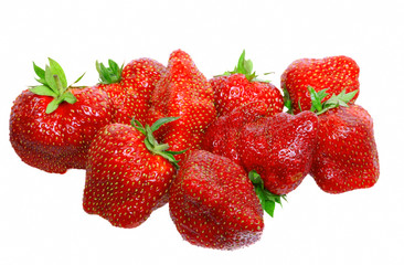 A heap of fresh strawberries on white.Isolated