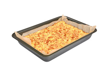 Apple pie baking sheet, isolated on white background