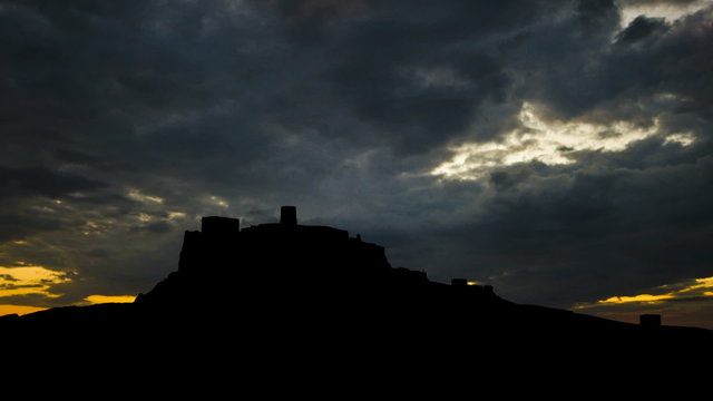 Slovakia Castle Spis sunset clouds