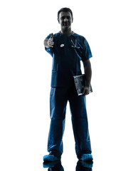 doctor man silhouette standing full length gesturing handshake