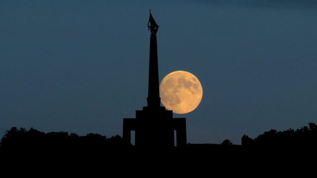 Slovakia Slavin memorial Bratislava moonrise