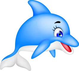 Raamstickers grappige dolfijn cartoon © ciawitaly
