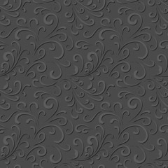 Abstract grey floral background, seamless pattern