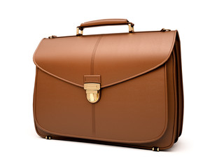 Brown business briefcase isolated